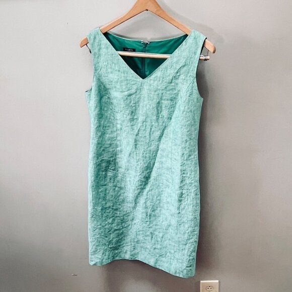 Talbots Green Linen Sheath Dress- Size 4P - Picture 1 of 5